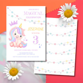 Niedlicher Einhorn Magical Banner Kindergeburtstag Einladung