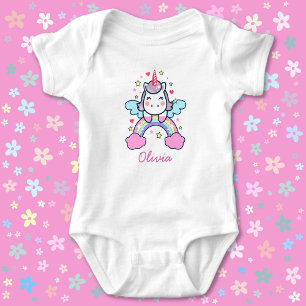 Niedlicher Einhorn Pastel Colors Rainbow Individue Baby Strampler