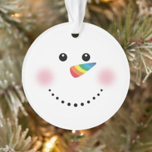 Niedlicher Einhorn-Regenbogen-Horn Nose Snowman Ornament