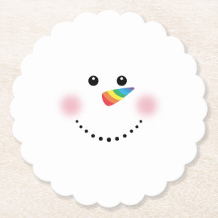 Niedlicher Einhorn-Regenbogen-Horn Nose Snowman Untersetzer