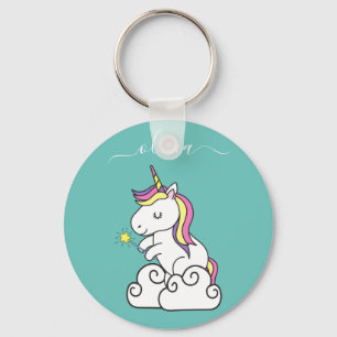 Niedlicher Einhorn-Schlüsselanhänger mit Mädchenna Schlüsselanhänger
