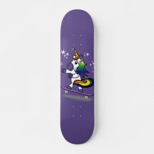 Niedlicher Einhorn Skateboarding Rainbow Cartoon L Skateboard