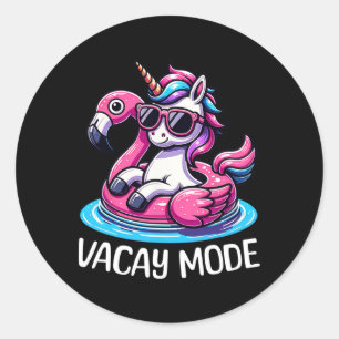 Niedlicher Einhorn Vacay Mode Familienurlaub Kinde Runder Aufkleber