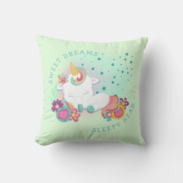 Niedlicher Einhornname Sweet Dreams Sleepy Head Gr Kissen (Vorderseite)