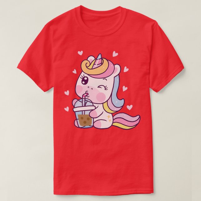 Niedlicher Einhorntrinktee T-Shirt (Design vorne)