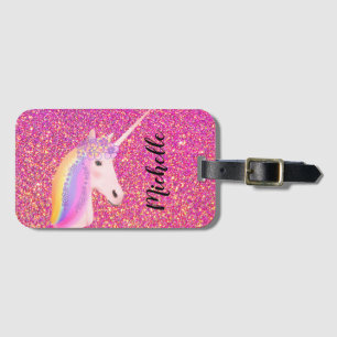Niedlicher Einicorn Rosa Glitzer Glitzern Personal Gepäckanhänger