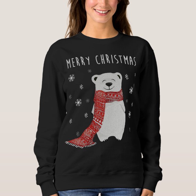 Niedlicher Eisbär Frohe Weihnachten Weihnachten Sweatshirt (Vorderseite)