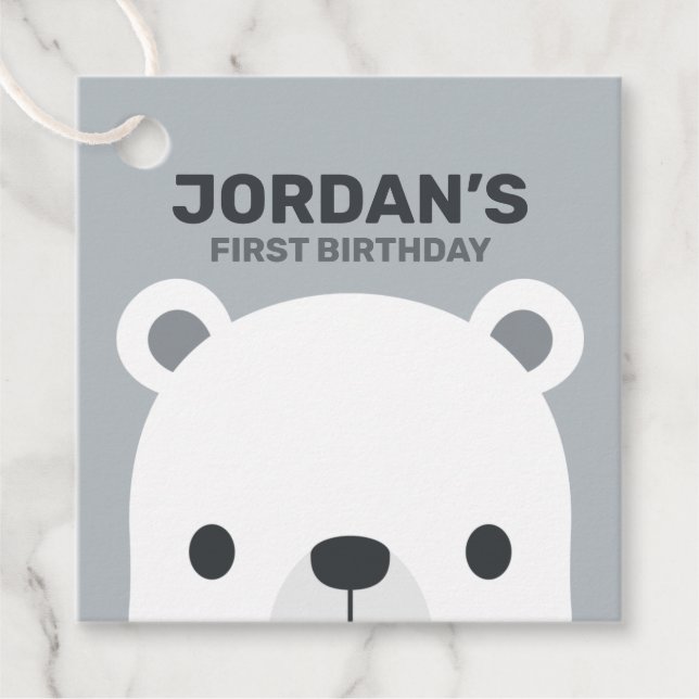 Niedlicher Eisbär Geburtstag Geschenkanhänger (Vorderseite)