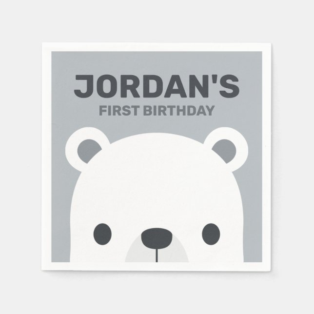Niedlicher Eisbär Geburtstag Serviette (Vorderseite)