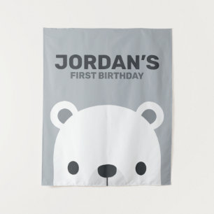 Niedlicher Eisbär Geburtstag Wandteppich
