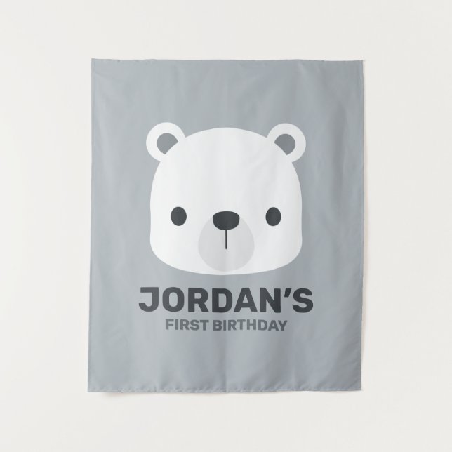 Niedlicher Eisbär Geburtstag Wandteppich (Vorderseite)