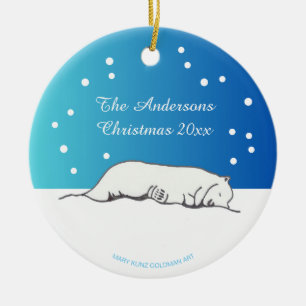 Niedlicher Eisbär handGezeichnet Original Art Anim Keramik Ornament