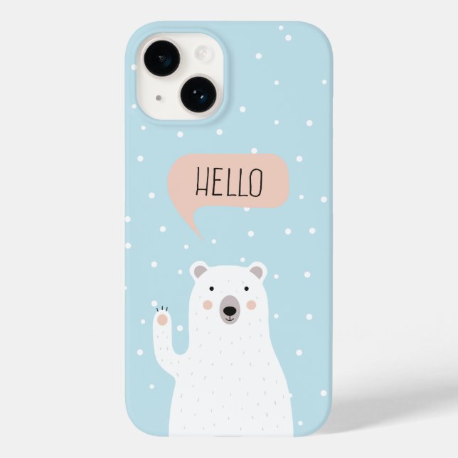 Niedlicher Eisbär im Schnee sagt Hallo Case-Mate iPhone Hülle (Rückseite)