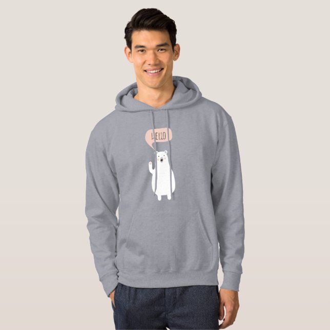 Niedlicher Eisbär im Schnee sagt Hallo Hoodie (Vorne ganz)