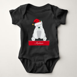 Niedlicher Eisbär in Weihnachtsmannmütze Custom Baby Strampler
