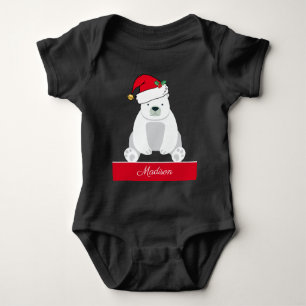Niedlicher Eisbär in Weihnachtsmannmütze Custom Baby Strampler