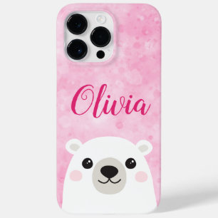 Niedlicher Eisbär individuelle Name rosa Case-Mate iPhone 14 Pro Max Hülle