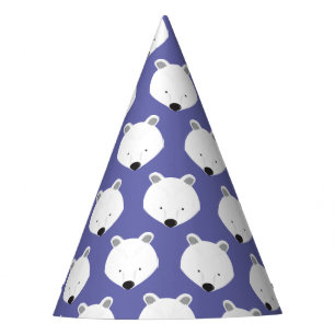 Niedlicher Eisbär Lila Tier Partyhütchen