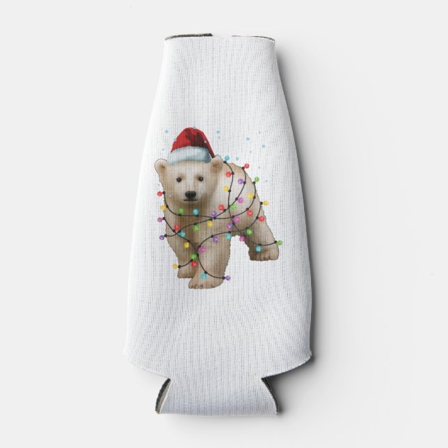 Niedlicher Eisbär Lover Funny Xmas Weihnachtsgesch Flaschenkühler (Vorderseite)