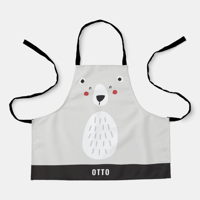 niedlicher Eisbär, personalisierte Kinder Schürze (Vorderseite)