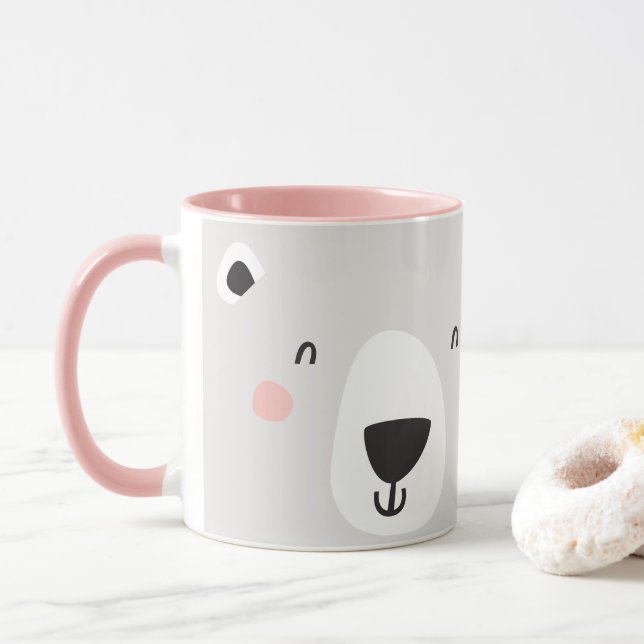 Niedlicher Eisbär, personalisierte Kinder Tasse (Mit Donut)
