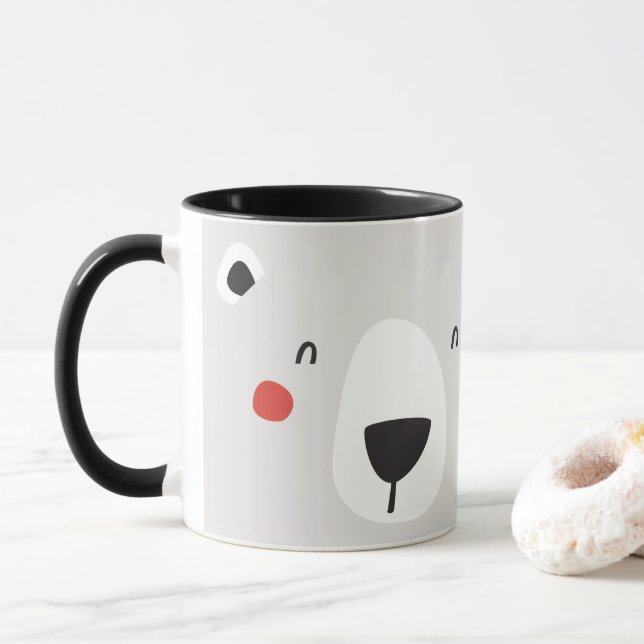 Niedlicher Eisbär, personalisierte Kinder Tasse (Mit Donut)