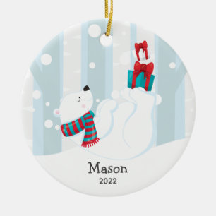 Niedlicher Eisbär Personalisierter Weihnachtsschmu Keramik Ornament