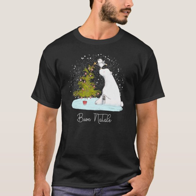 Niedlicher Eisbär Pinguin Weihnachten T-Shirt (Vorderseite)