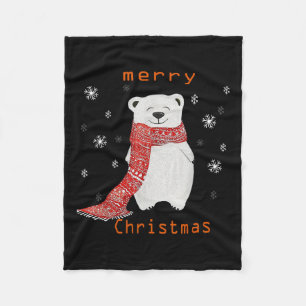 Niedlicher Eisbär Scarf Frohe Weihnachtsfeiertage Fleecedecke
