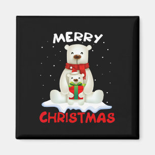 Niedlicher Eisbär Scarf Frohe Weihnachtsfeiertage Magnet