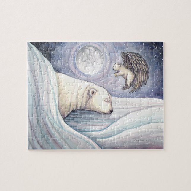 Niedlicher Eisbär und Angel Cub Puzzle (Horizontal)