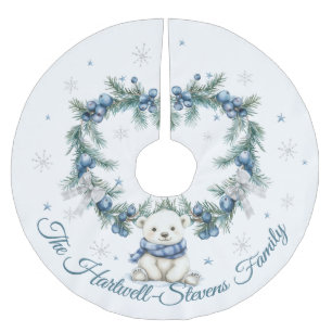 Niedlicher Eisbär und Weihnachtsfolien Polyester Weihnachtsbaumdecke