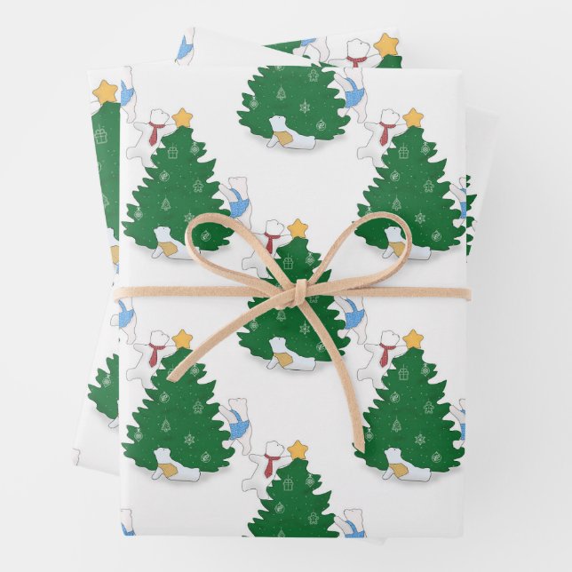 Niedlicher Eisbär Weihnachtsbaum Geschenkpapier Set (Beispiel)