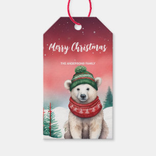 Niedlicher Eisbär Weihnachtsfest Party Schneekind Geschenkanhänger