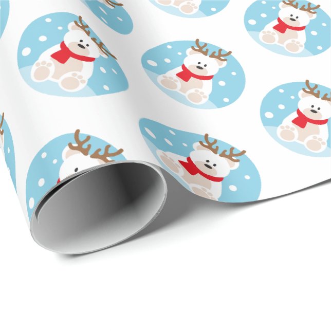 Niedlicher Eisbär Weihnachtswrapping Paper Geschenkpapier (Rolleneckpunkt)