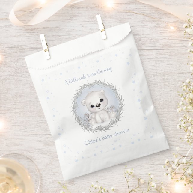 Niedlicher Eisbär Weißer Winter Boy Babydusche Geschenktütchen (Ausgeschnitten)