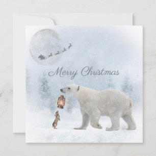 Niedlicher Eisbär Wildes Kaninchen Weihnachten Wei