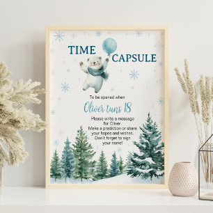 Niedlicher Eisbär Winter Geburtstag Zeitkapsel Zei Poster