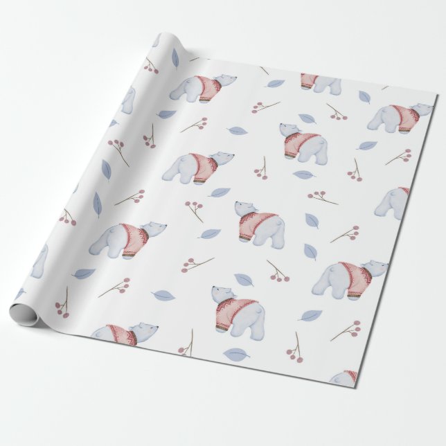 Niedlicher Eisbär Winter Sweater Fun Tierart Wrap Geschenkpapier (Ungerollt)