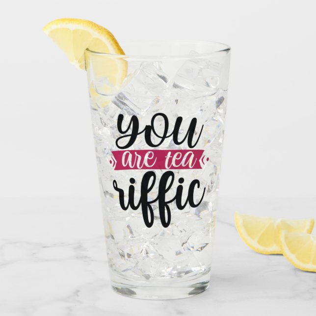 niedlicher Eistee liebt Wortkunst Glas (Vorderseite Ice)