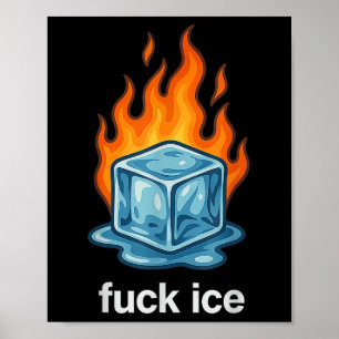 Niedlicher Eiswürfel brennt für Eis-Protest Abschi Poster