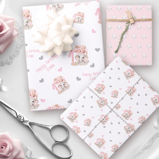 Niedlicher Elefant | 1. Geburtstagsmädchen Persona Geschenkpapier Set
