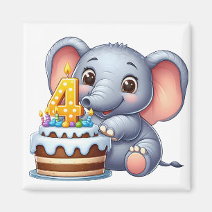 Niedlicher Elefant 4. Geburtstag Magnet