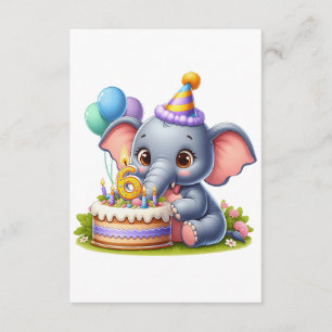 Niedlicher Elefant 6. Geburtstag Begleitkarte