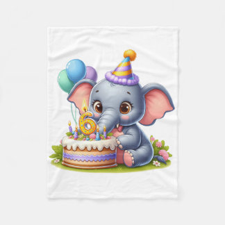 Niedlicher Elefant 6. Geburtstag Fleecedecke