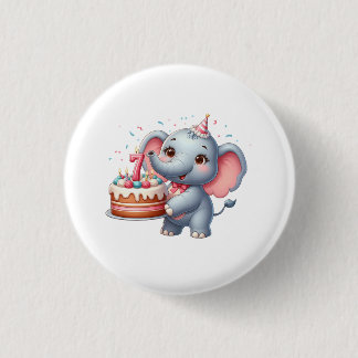 Niedlicher Elefant 7. Geburtstag Button
