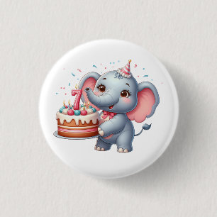 Niedlicher Elefant 7. Geburtstag Button