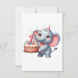 Niedlicher Elefant 7. Geburtstag RSVP Karte