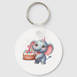 Niedlicher Elefant 7. Geburtstag Schlüsselanhänger
