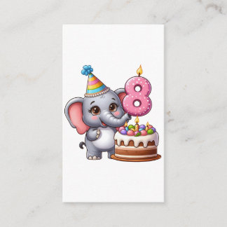 Niedlicher Elefant 8. Geburtstag Begleitkarte